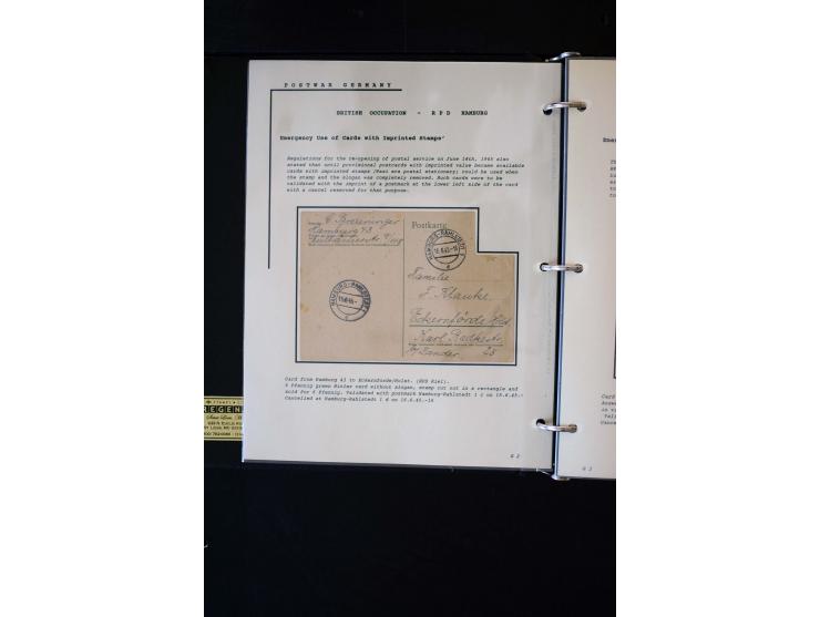  1945/1949, sehr umfangreiche Sammlung aller Zonen mit einigen hundert Briefen, Karten und Ganzsachen auf Austellungsblättern