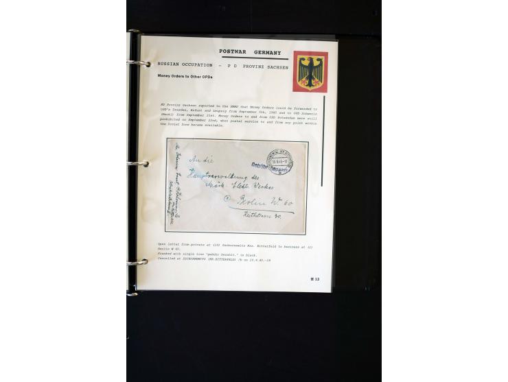  1945/1949, sehr umfangreiche Sammlung aller Zonen mit einigen hundert Briefen, Karten und Ganzsachen auf Austellungsblättern
