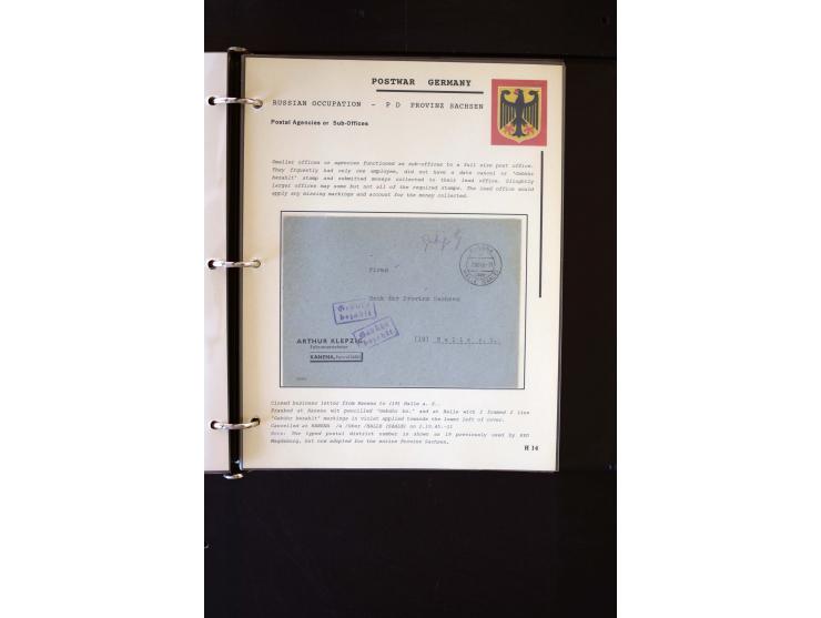  1945/1949, sehr umfangreiche Sammlung aller Zonen mit einigen hundert Briefen, Karten und Ganzsachen auf Austellungsblättern
