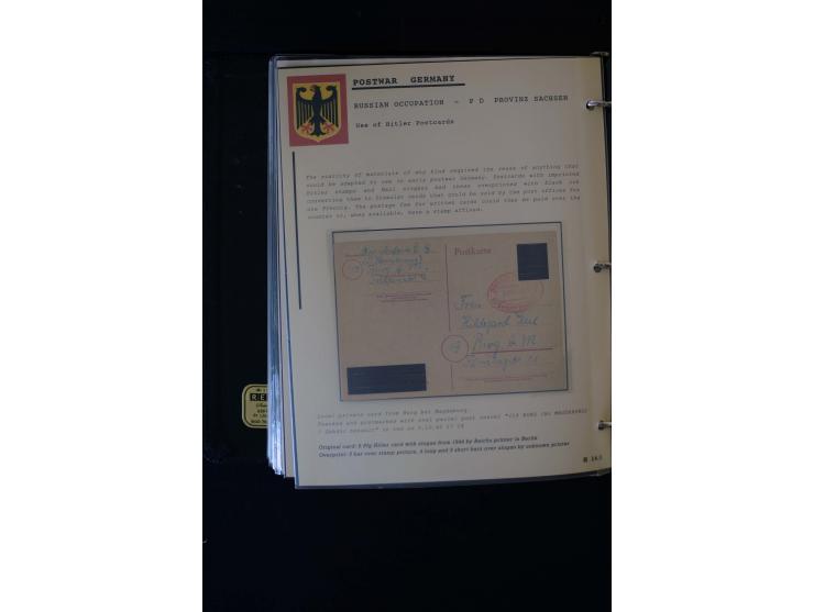  1945/1949, sehr umfangreiche Sammlung aller Zonen mit einigen hundert Briefen, Karten und Ganzsachen auf Austellungsblättern
