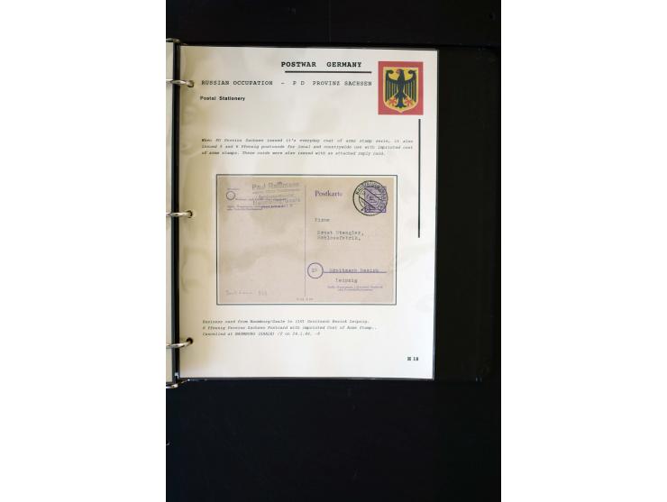  1945/1949, sehr umfangreiche Sammlung aller Zonen mit einigen hundert Briefen, Karten und Ganzsachen auf Austellungsblättern