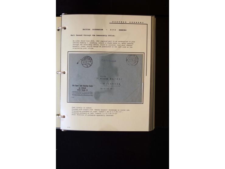  1945/1949, sehr umfangreiche Sammlung aller Zonen mit einigen hundert Briefen, Karten und Ganzsachen auf Austellungsblättern