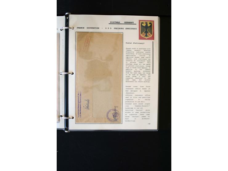  1945/1949, sehr umfangreiche Sammlung aller Zonen mit einigen hundert Briefen, Karten und Ganzsachen auf Austellungsblättern
