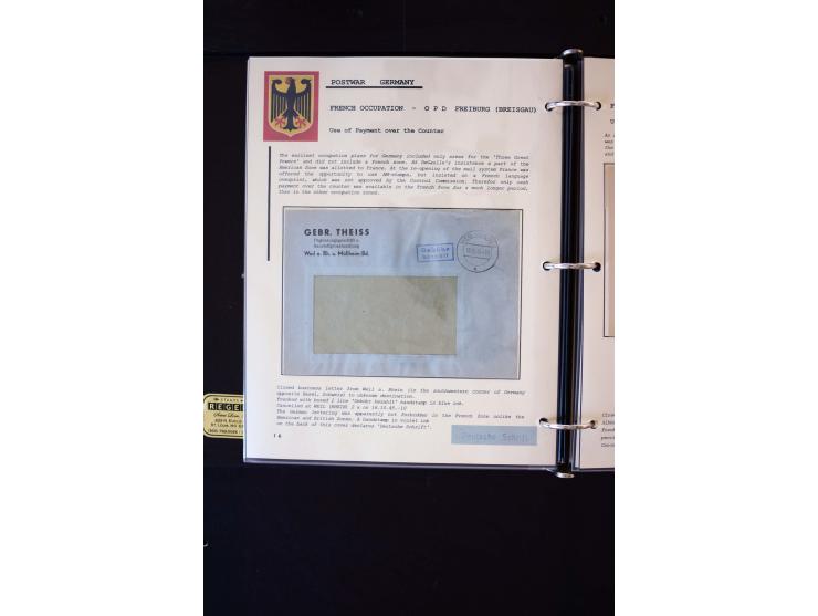  1945/1949, sehr umfangreiche Sammlung aller Zonen mit einigen hundert Briefen, Karten und Ganzsachen auf Austellungsblättern