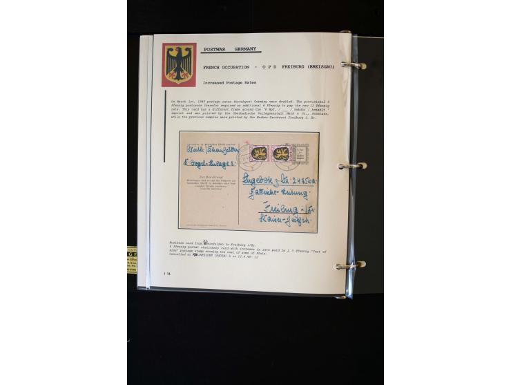  1945/1949, sehr umfangreiche Sammlung aller Zonen mit einigen hundert Briefen, Karten und Ganzsachen auf Austellungsblättern