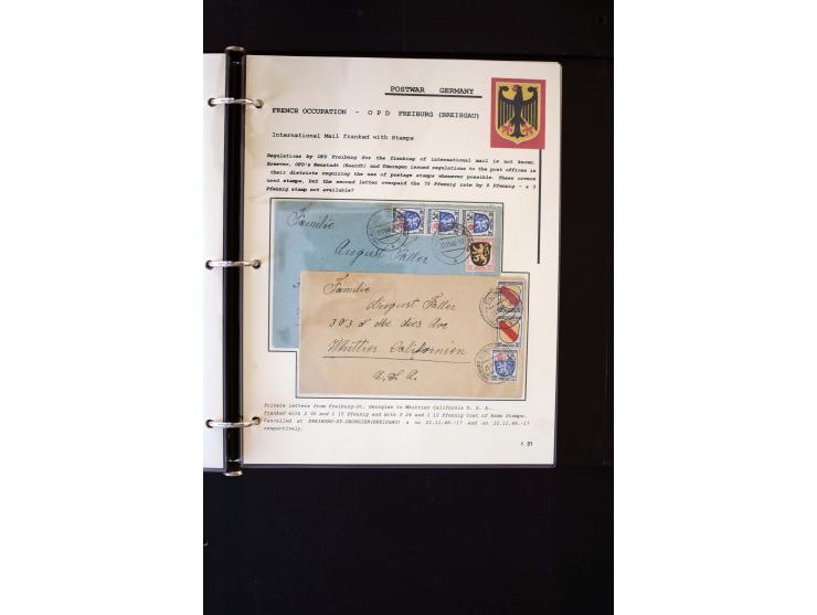  1945/1949, sehr umfangreiche Sammlung aller Zonen mit einigen hundert Briefen, Karten und Ganzsachen auf Austellungsblättern