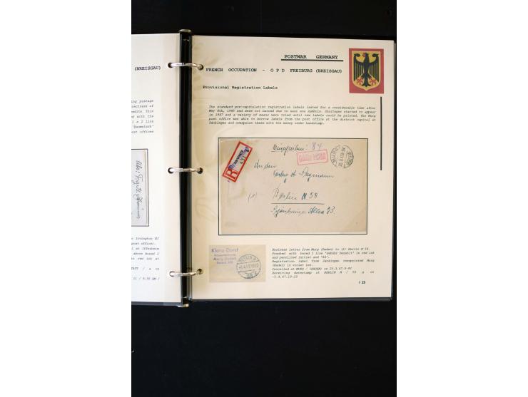  1945/1949, sehr umfangreiche Sammlung aller Zonen mit einigen hundert Briefen, Karten und Ganzsachen auf Austellungsblättern
