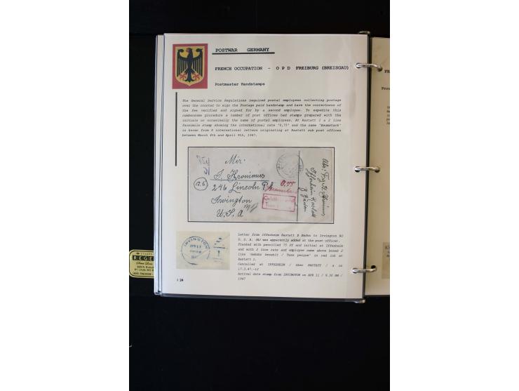  1945/1949, sehr umfangreiche Sammlung aller Zonen mit einigen hundert Briefen, Karten und Ganzsachen auf Austellungsblättern