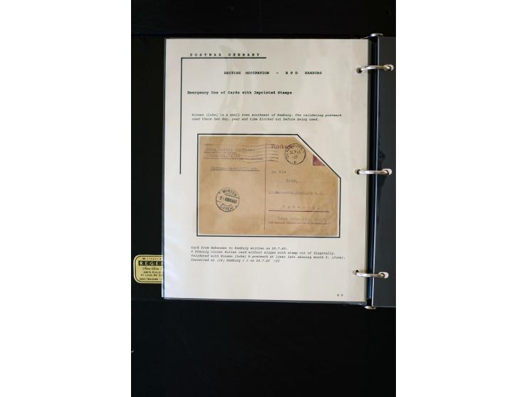  1945/1949, sehr umfangreiche Sammlung aller Zonen mit einigen hundert Briefen, Karten und Ganzsachen auf Austellungsblättern