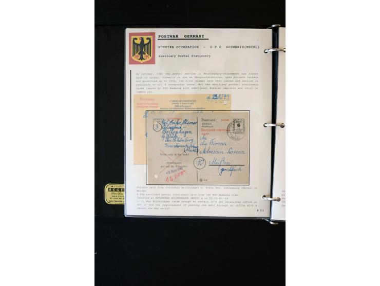  1945/1949, sehr umfangreiche Sammlung aller Zonen mit einigen hundert Briefen, Karten und Ganzsachen auf Austellungsblättern