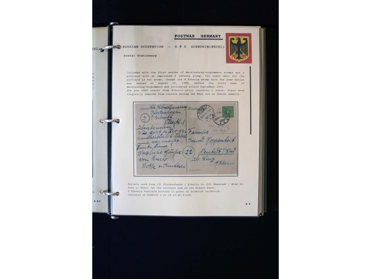  1945/1949, sehr umfangreiche Sammlung aller Zonen mit einigen hundert Briefen, Karten und Ganzsachen auf Austellungsblättern