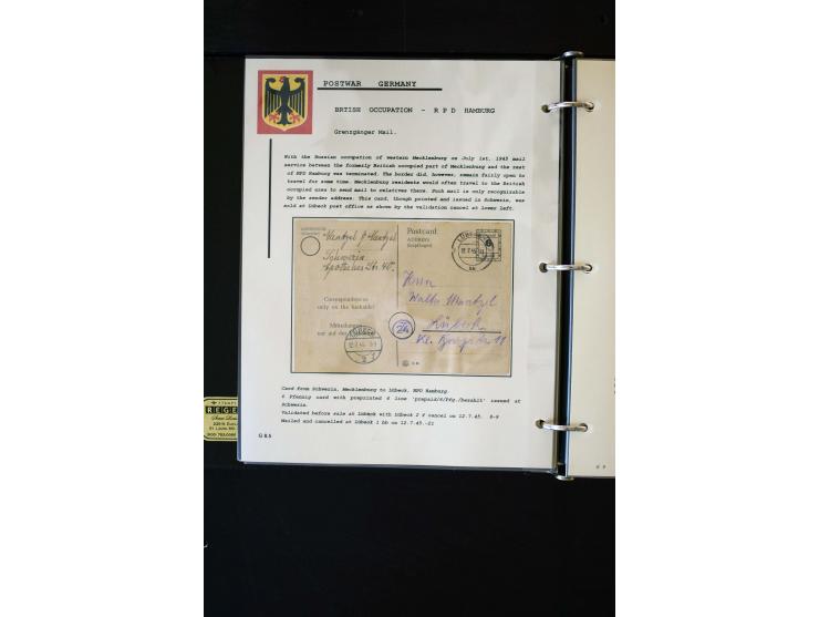  1945/1949, sehr umfangreiche Sammlung aller Zonen mit einigen hundert Briefen, Karten und Ganzsachen auf Austellungsblättern