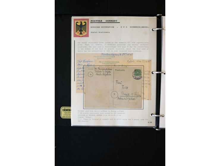  1945/1949, sehr umfangreiche Sammlung aller Zonen mit einigen hundert Briefen, Karten und Ganzsachen auf Austellungsblättern