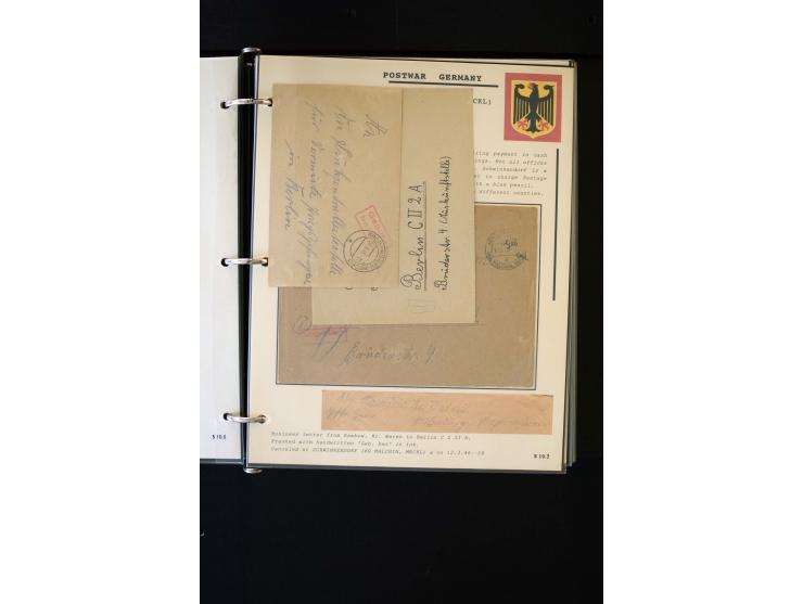  1945/1949, sehr umfangreiche Sammlung aller Zonen mit einigen hundert Briefen, Karten und Ganzsachen auf Austellungsblättern