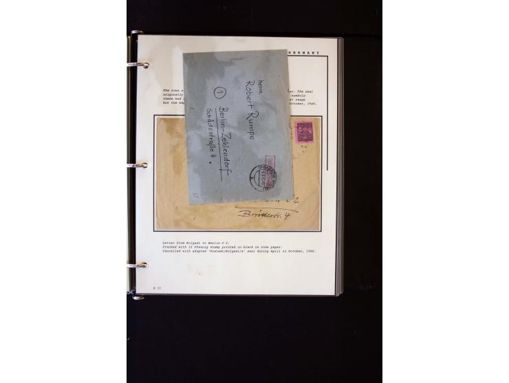  1945/1949, sehr umfangreiche Sammlung aller Zonen mit einigen hundert Briefen, Karten und Ganzsachen auf Austellungsblättern