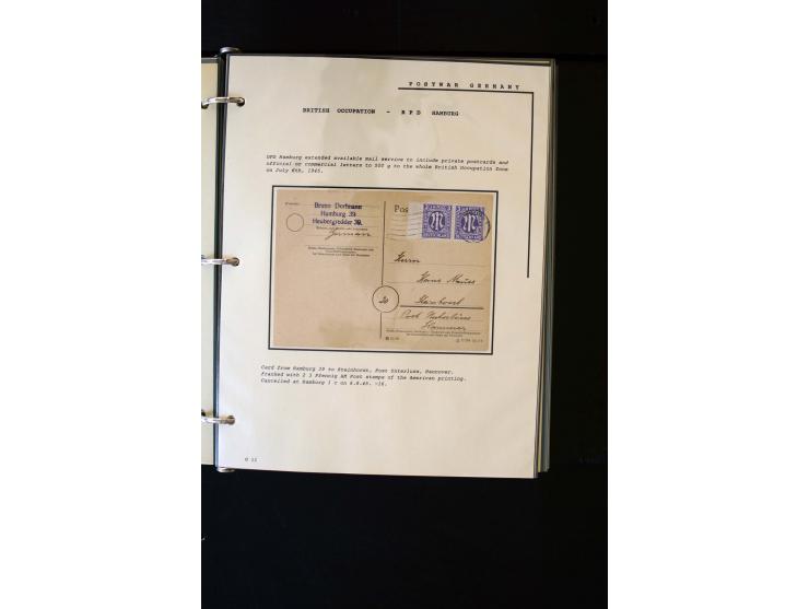  1945/1949, sehr umfangreiche Sammlung aller Zonen mit einigen hundert Briefen, Karten und Ganzsachen auf Austellungsblättern