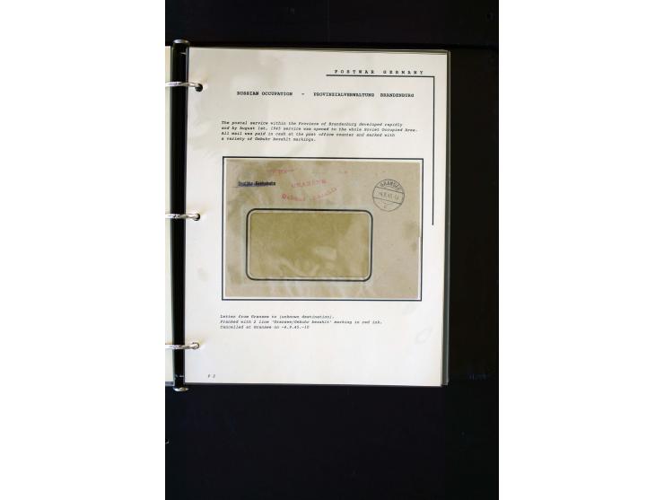  1945/1949, sehr umfangreiche Sammlung aller Zonen mit einigen hundert Briefen, Karten und Ganzsachen auf Austellungsblättern