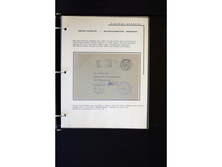  1945/1949, sehr umfangreiche Sammlung aller Zonen mit einigen hundert Briefen, Karten und Ganzsachen auf Austellungsblättern