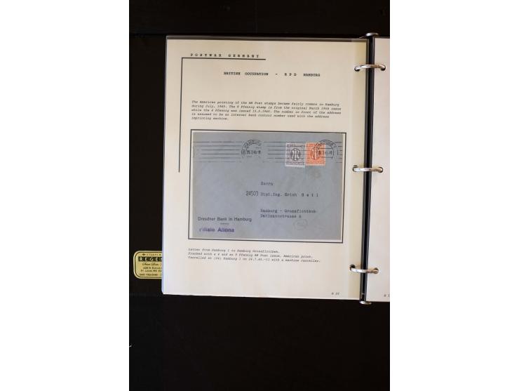  1945/1949, sehr umfangreiche Sammlung aller Zonen mit einigen hundert Briefen, Karten und Ganzsachen auf Austellungsblättern