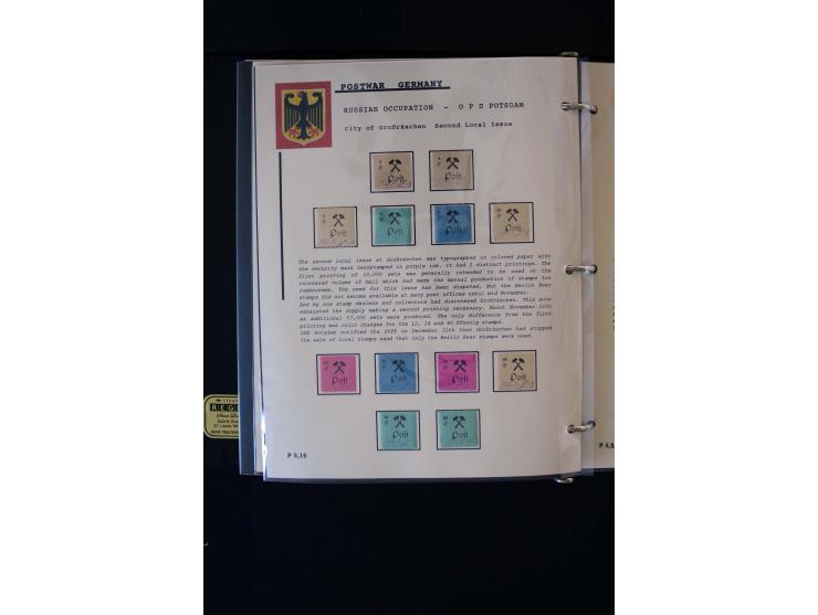  1945/1949, sehr umfangreiche Sammlung aller Zonen mit einigen hundert Briefen, Karten und Ganzsachen auf Austellungsblättern