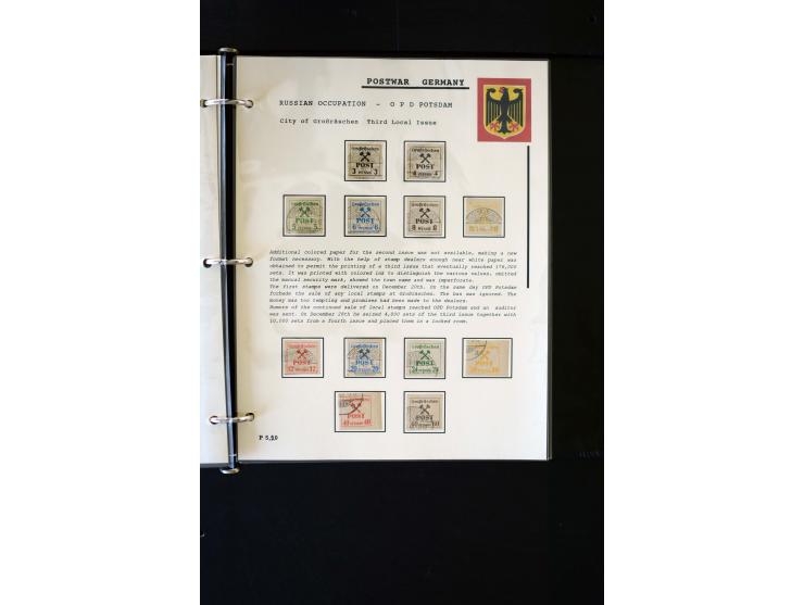  1945/1949, sehr umfangreiche Sammlung aller Zonen mit einigen hundert Briefen, Karten und Ganzsachen auf Austellungsblättern