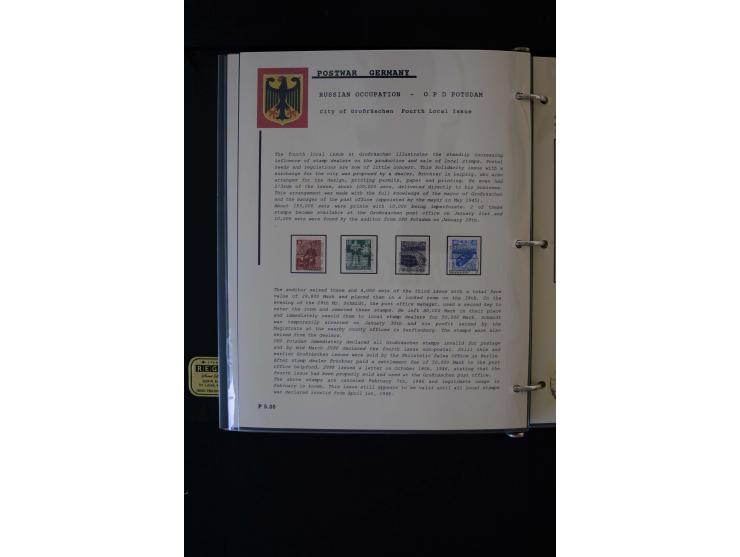  1945/1949, sehr umfangreiche Sammlung aller Zonen mit einigen hundert Briefen, Karten und Ganzsachen auf Austellungsblättern