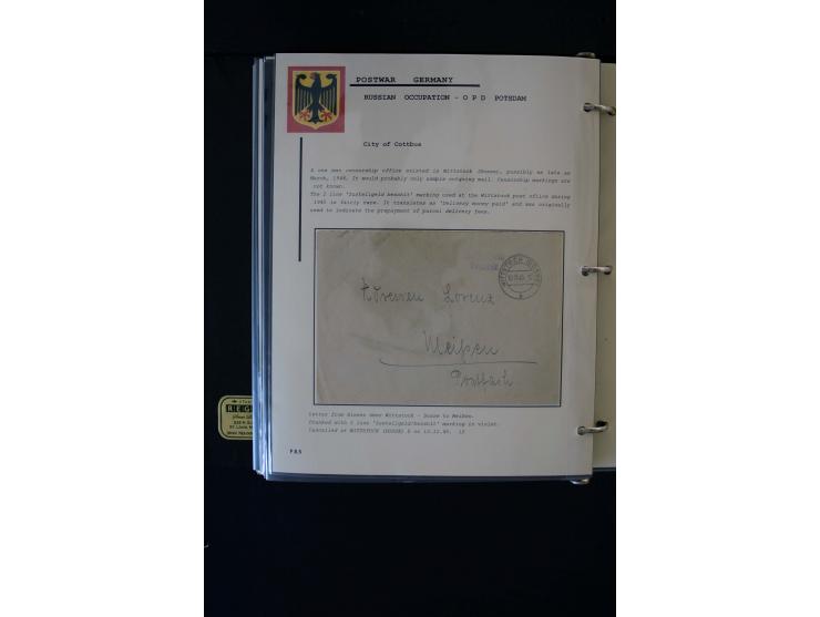  1945/1949, sehr umfangreiche Sammlung aller Zonen mit einigen hundert Briefen, Karten und Ganzsachen auf Austellungsblättern
