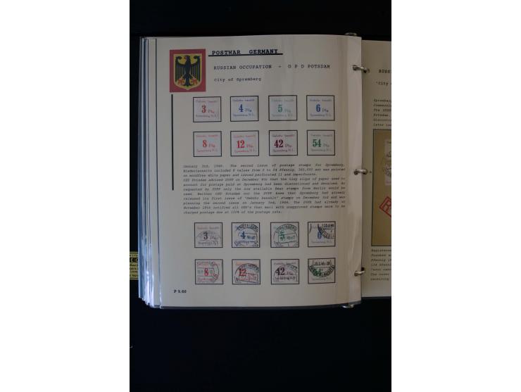  1945/1949, sehr umfangreiche Sammlung aller Zonen mit einigen hundert Briefen, Karten und Ganzsachen auf Austellungsblättern