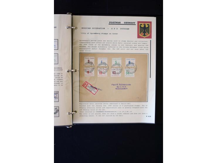 1945/1949, sehr umfangreiche Sammlung aller Zonen mit einigen hundert Briefen, Karten und Ganzsachen auf Austellungsblättern