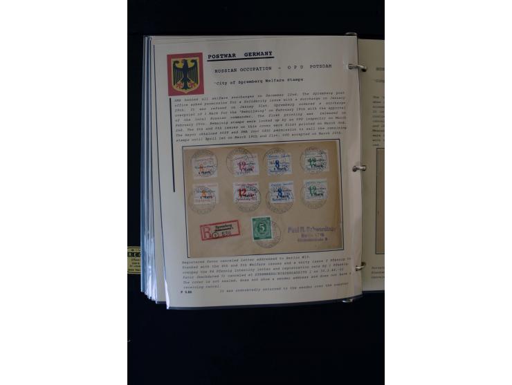  1945/1949, sehr umfangreiche Sammlung aller Zonen mit einigen hundert Briefen, Karten und Ganzsachen auf Austellungsblättern