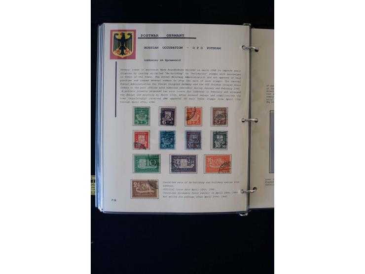  1945/1949, sehr umfangreiche Sammlung aller Zonen mit einigen hundert Briefen, Karten und Ganzsachen auf Austellungsblättern