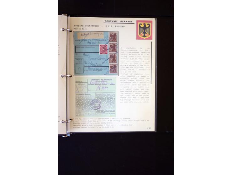  1945/1949, sehr umfangreiche Sammlung aller Zonen mit einigen hundert Briefen, Karten und Ganzsachen auf Austellungsblättern