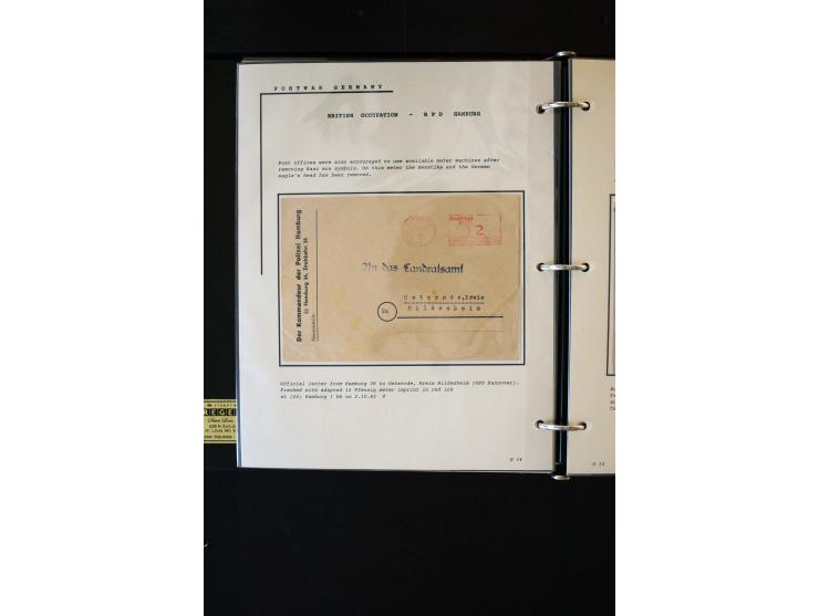  1945/1949, sehr umfangreiche Sammlung aller Zonen mit einigen hundert Briefen, Karten und Ganzsachen auf Austellungsblättern