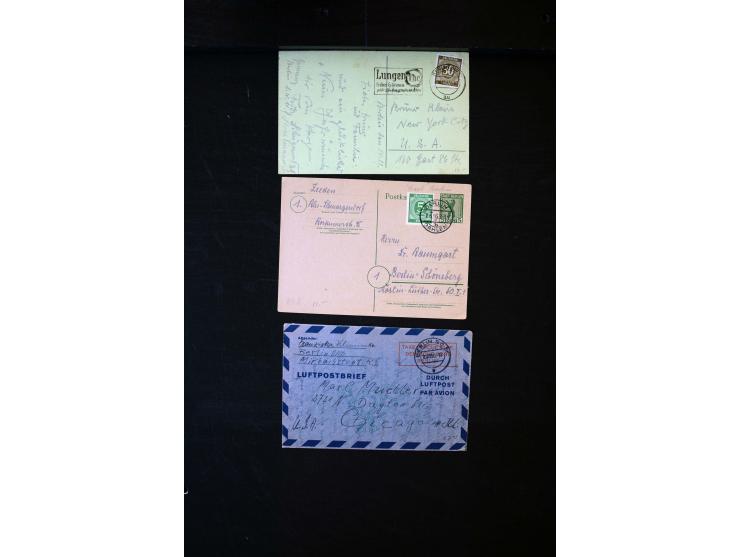  1945/1949, sehr umfangreiche Sammlung aller Zonen mit einigen hundert Briefen, Karten und Ganzsachen auf Austellungsblättern