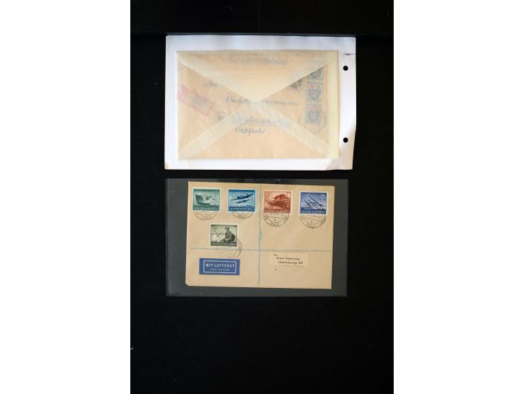  1945/1949, sehr umfangreiche Sammlung aller Zonen mit einigen hundert Briefen, Karten und Ganzsachen auf Austellungsblättern