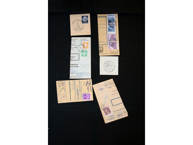  1945/1949, sehr umfangreiche Sammlung aller Zonen mit einigen hundert Briefen, Karten und Ganzsachen auf Austellungsblättern