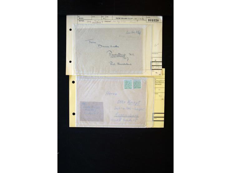  1945/1949, sehr umfangreiche Sammlung aller Zonen mit einigen hundert Briefen, Karten und Ganzsachen auf Austellungsblättern