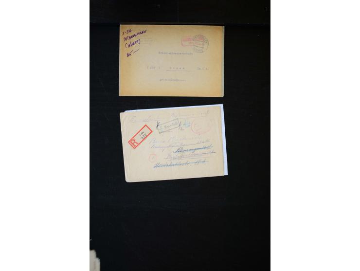  1945/1949, sehr umfangreiche Sammlung aller Zonen mit einigen hundert Briefen, Karten und Ganzsachen auf Austellungsblättern