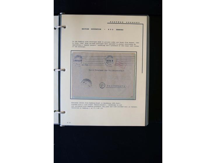  1945/1949, sehr umfangreiche Sammlung aller Zonen mit einigen hundert Briefen, Karten und Ganzsachen auf Austellungsblättern