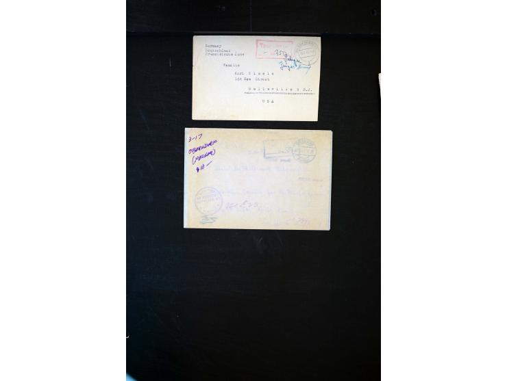  1945/1949, sehr umfangreiche Sammlung aller Zonen mit einigen hundert Briefen, Karten und Ganzsachen auf Austellungsblättern
