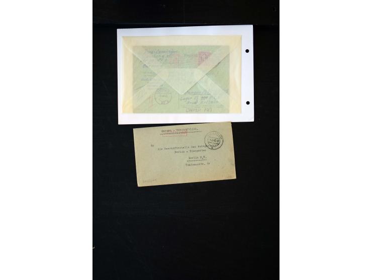  1945/1949, sehr umfangreiche Sammlung aller Zonen mit einigen hundert Briefen, Karten und Ganzsachen auf Austellungsblättern