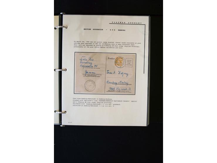  1945/1949, sehr umfangreiche Sammlung aller Zonen mit einigen hundert Briefen, Karten und Ganzsachen auf Austellungsblättern