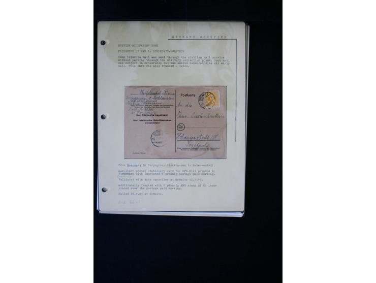  1945/1949, sehr umfangreiche Sammlung aller Zonen mit einigen hundert Briefen, Karten und Ganzsachen auf Austellungsblättern