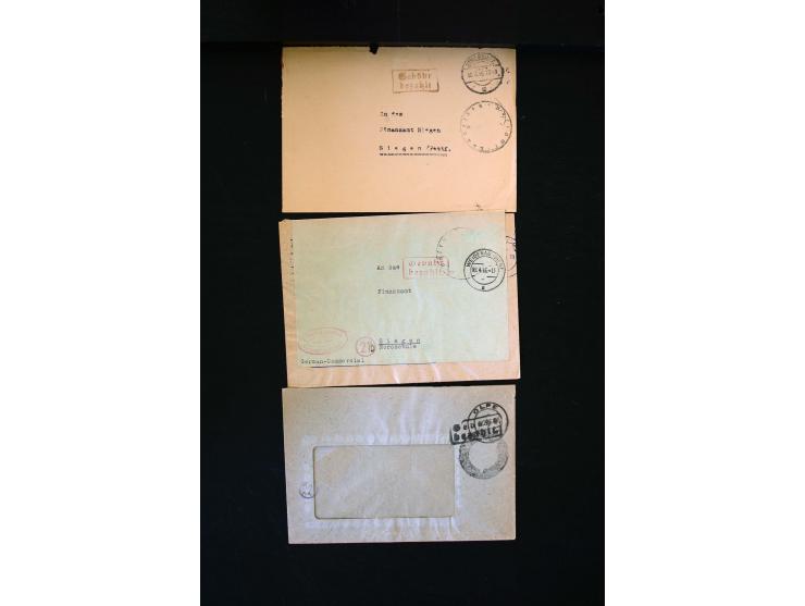  1945/1949, sehr umfangreiche Sammlung aller Zonen mit einigen hundert Briefen, Karten und Ganzsachen auf Austellungsblättern