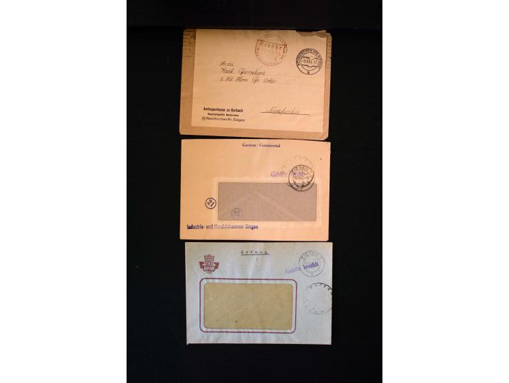  1945/1949, sehr umfangreiche Sammlung aller Zonen mit einigen hundert Briefen, Karten und Ganzsachen auf Austellungsblättern
