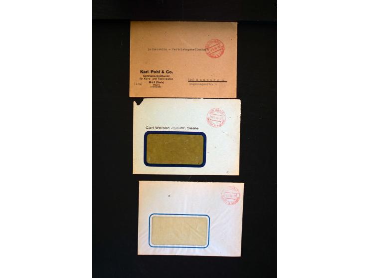  1945/1949, sehr umfangreiche Sammlung aller Zonen mit einigen hundert Briefen, Karten und Ganzsachen auf Austellungsblättern
