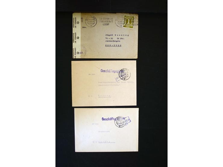 1945/1949, sehr umfangreiche Sammlung aller Zonen mit einigen hundert Briefen, Karten und Ganzsachen auf Austellungsblättern