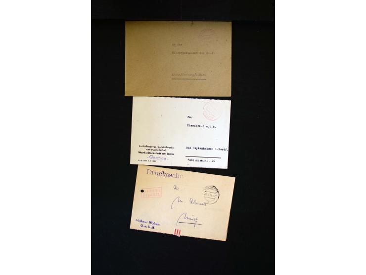  1945/1949, sehr umfangreiche Sammlung aller Zonen mit einigen hundert Briefen, Karten und Ganzsachen auf Austellungsblättern