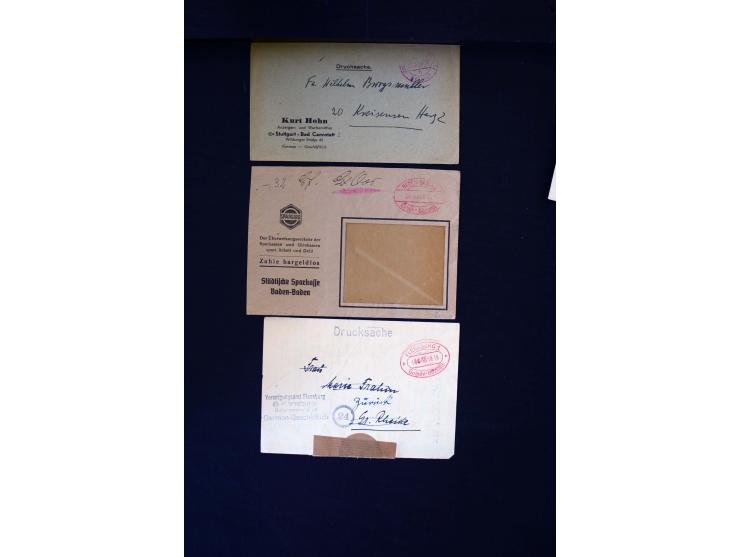  1945/1949, sehr umfangreiche Sammlung aller Zonen mit einigen hundert Briefen, Karten und Ganzsachen auf Austellungsblättern