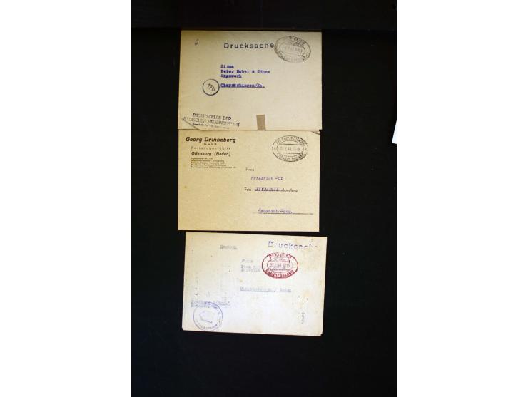  1945/1949, sehr umfangreiche Sammlung aller Zonen mit einigen hundert Briefen, Karten und Ganzsachen auf Austellungsblättern